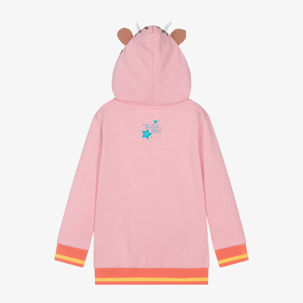 Blade & Rose-Girls Pink Bonnie Highland Cow Zip-Up Top | Childrensalon