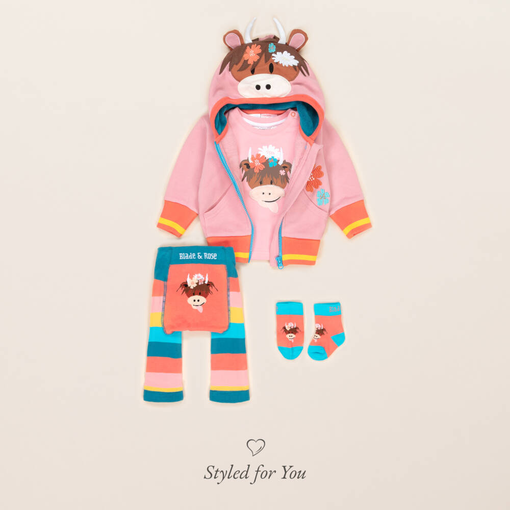 Blade & Rose-توب بطبعة بقرة قطن لون زهري للبنات | Childrensalon