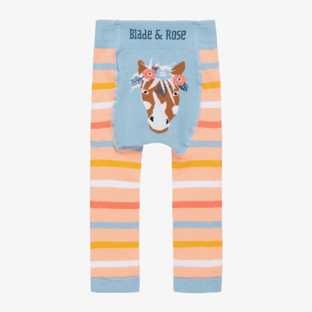 Blade & Rose-Girls Pink Horse Striped Leggings | Childrensalon