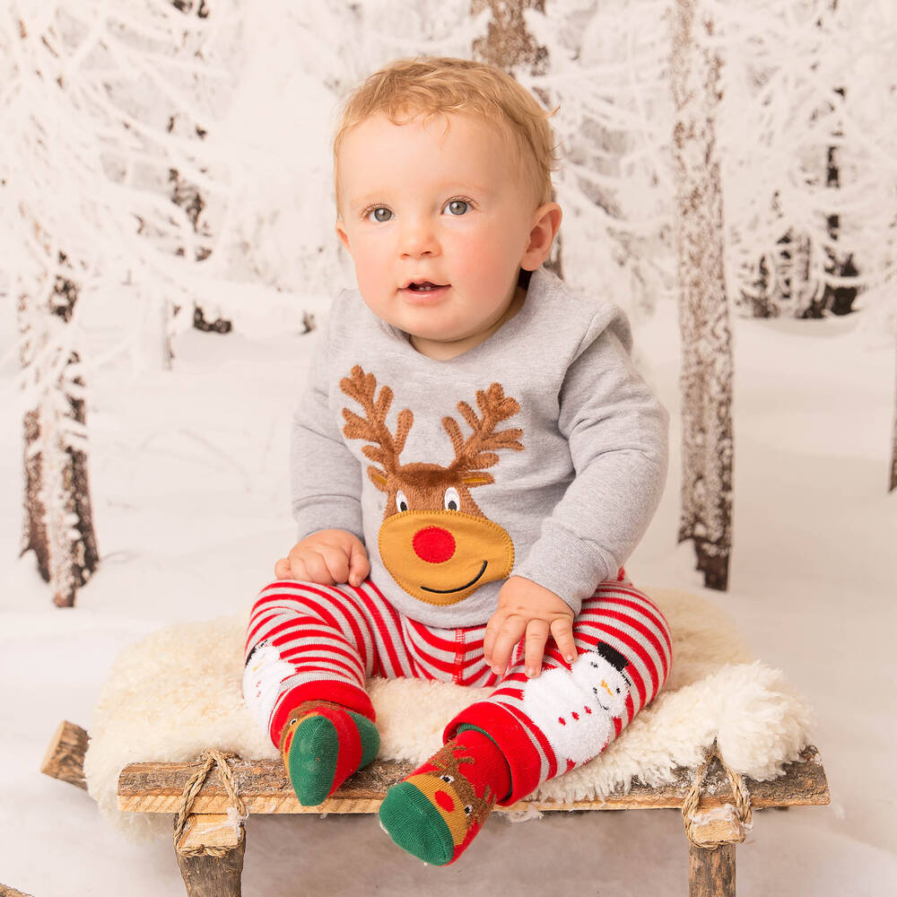 Blade & Rose-Grey & Red Festive Leggings Set | Childrensalon