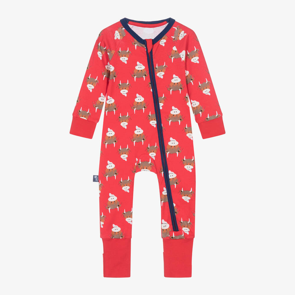 Blade & Rose-Red Cotton Hamish Highland Cow Romper | Childrensalon