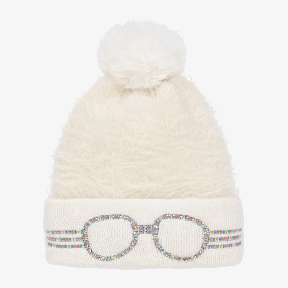 Bling2o-Girls Ivory Wool Pom-Pom Hat | Childrensalon