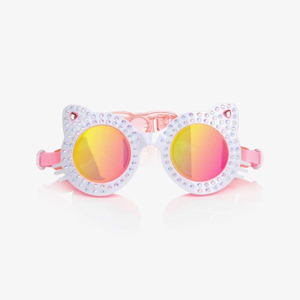 Bling2o-Girls Pink Diamanté Cat Swimming Goggles | Childrensalon