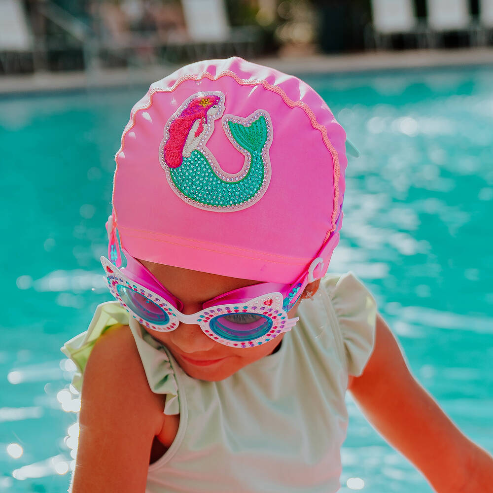 Bling2o-Girls Pink Mermaid Swimming Cap  | Childrensalon