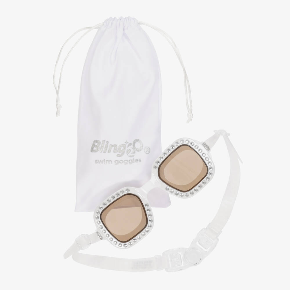 Bling2o-White & Silver Diamanté Swimming Goggles | Childrensalon
