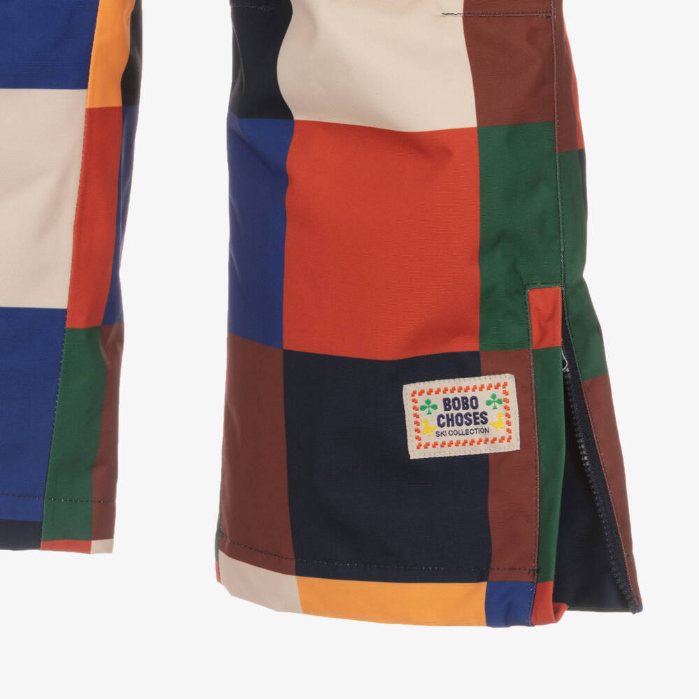 Bobo Choses-Boys Blue & Yellow Colourblock Checked Ski Trousers | Childrensalon