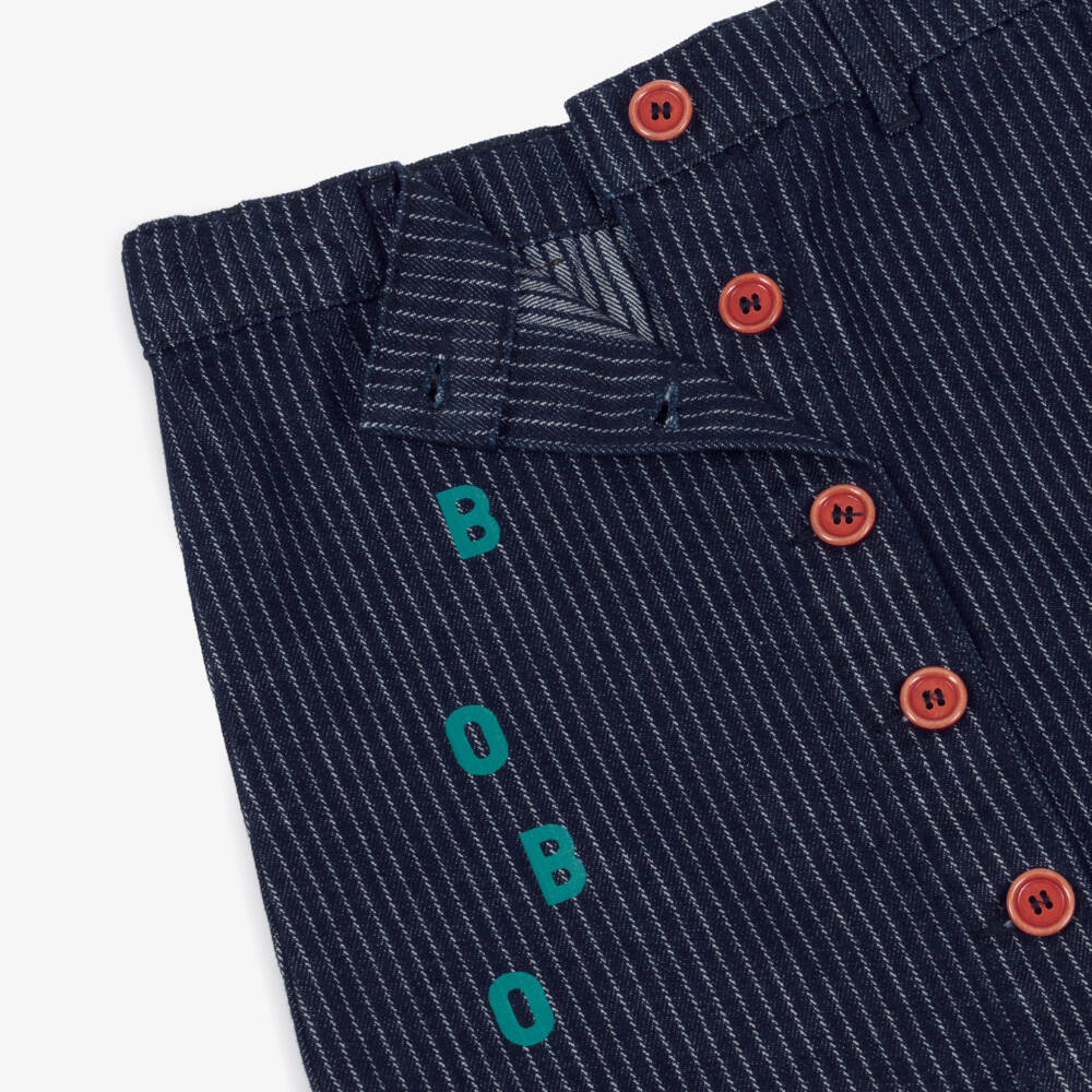 Bobo Choses-Girls Blue Pinstripe Denim Skirt | Childrensalon