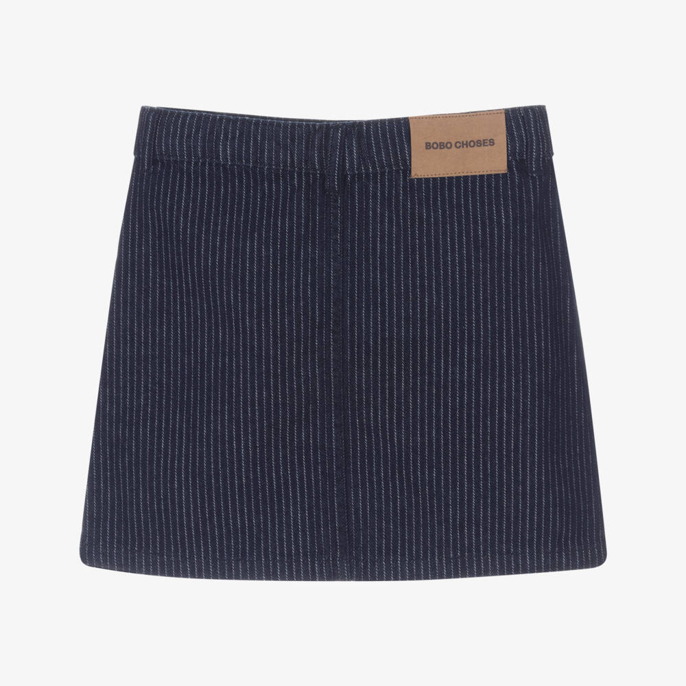 Bobo Choses-Girls Blue Pinstripe Denim Skirt | Childrensalon