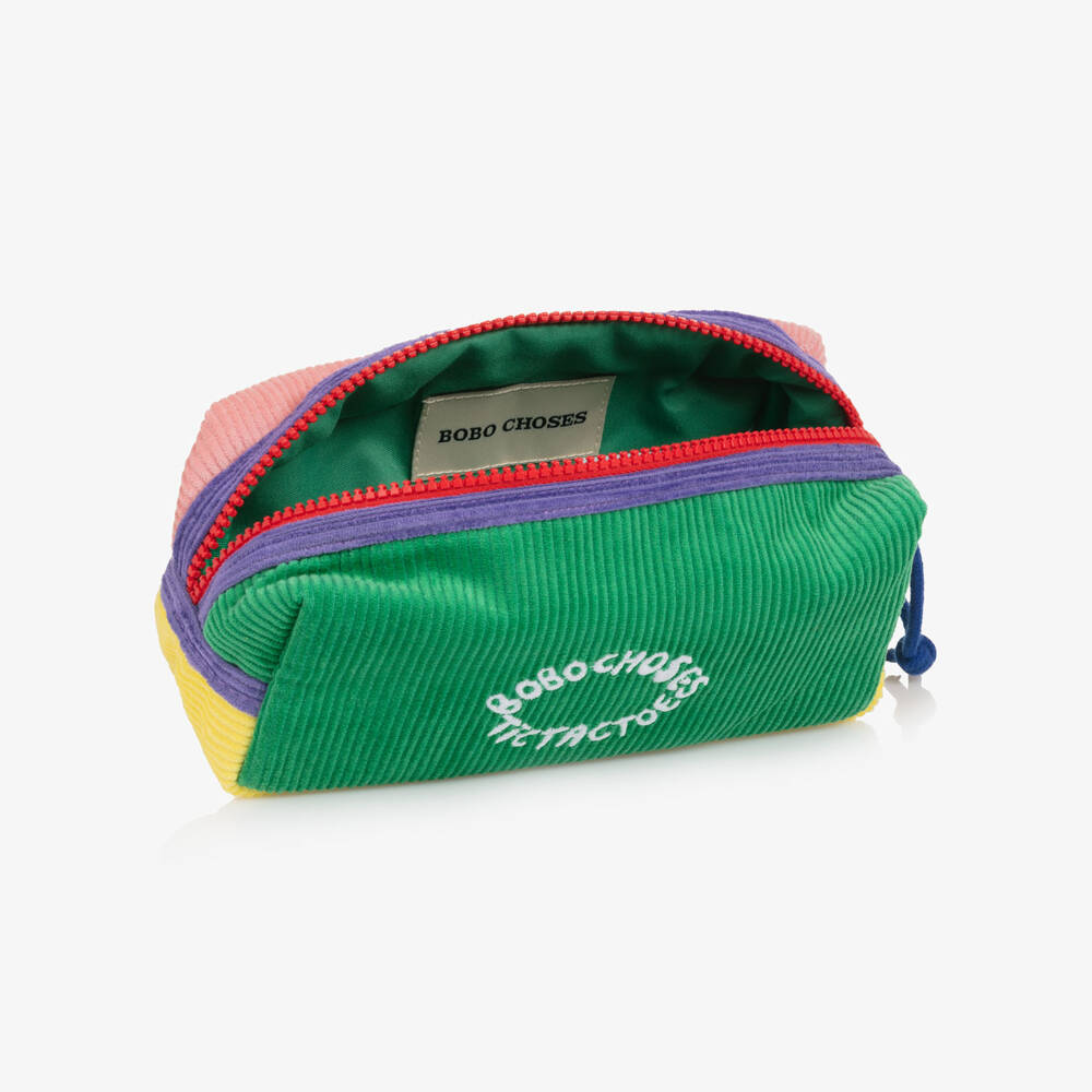 Bobo Choses-Girls Green Corduroy Colourblock Pencil Case (19cm) | Childrensalon