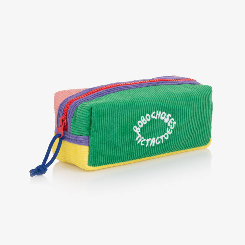 Bobo Choses-Girls Green Corduroy Colourblock Pencil Case (19cm) | Childrensalon