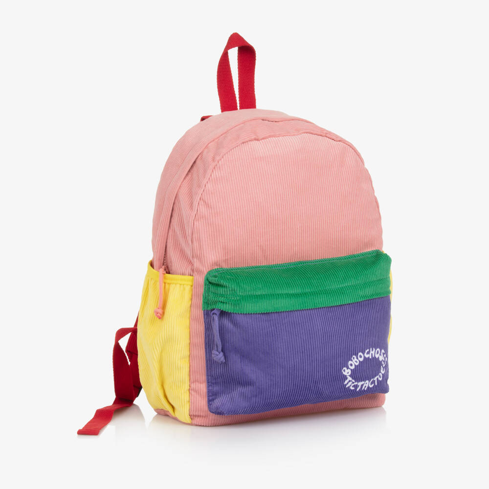 Bobo Choses-Girls Pink Colourblock Corduroy Backpack (37cm) | Childrensalon