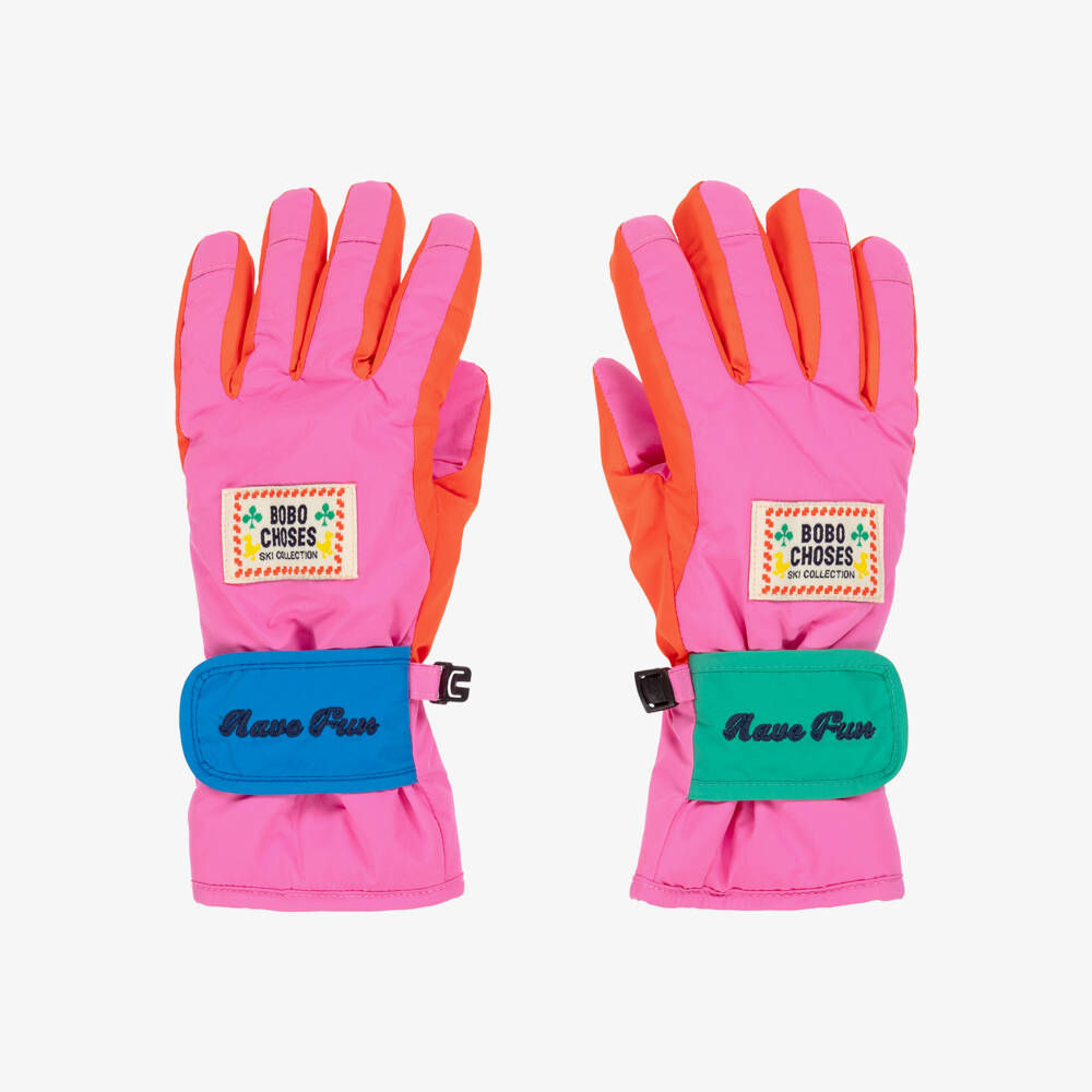 Bobo Choses-قفازات تزلج مبطنة بفليس لون زهري للبنات  | Childrensalon