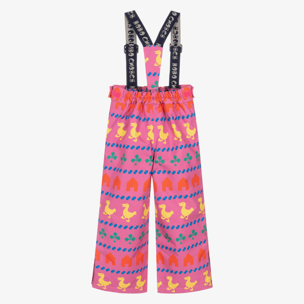 Bobo Choses-Girls Pink Ski Trousers with Pixelated Print | Childrensalon