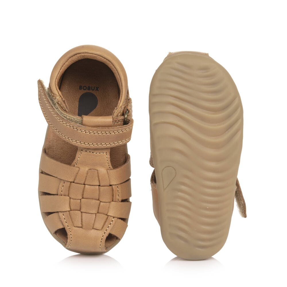 Bobux Step Up-Baby Boys Brown Leather First Walker Sandals | Childrensalon