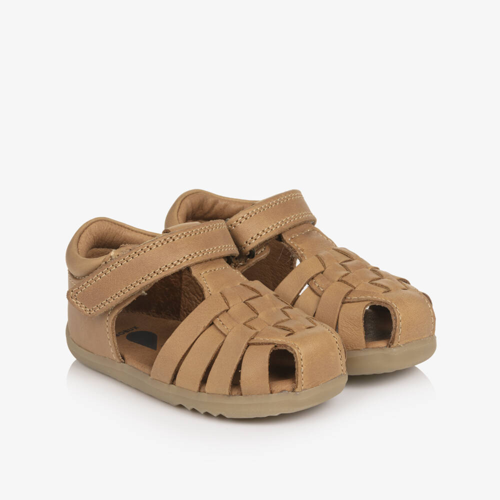 Bobux Step Up-Baby Boys Brown Leather First Walker Sandals | Childrensalon