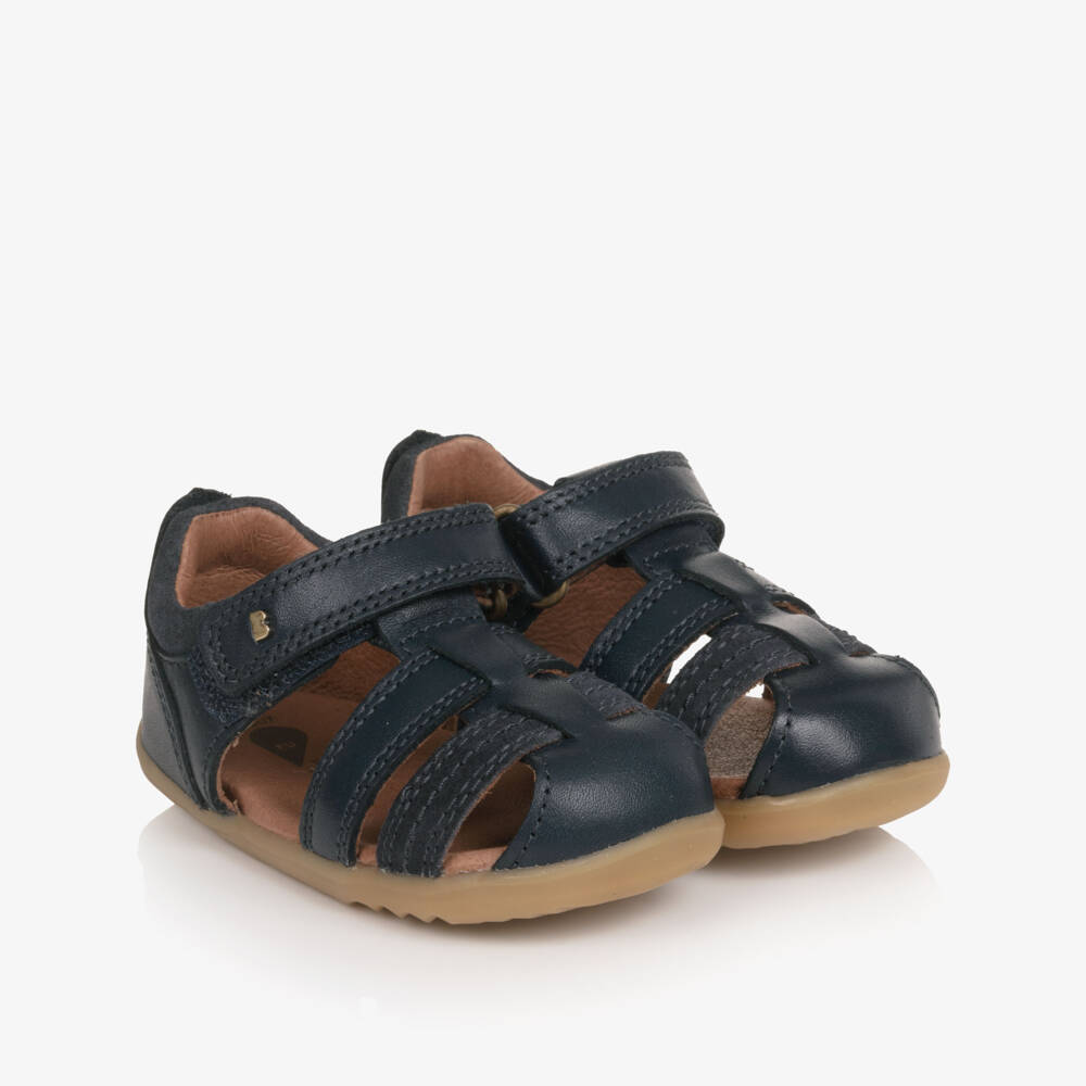 Bobux Совершенствуйтесь-Baby Boys Navy Blue Leather Velcro First Walkers | Childrensalon