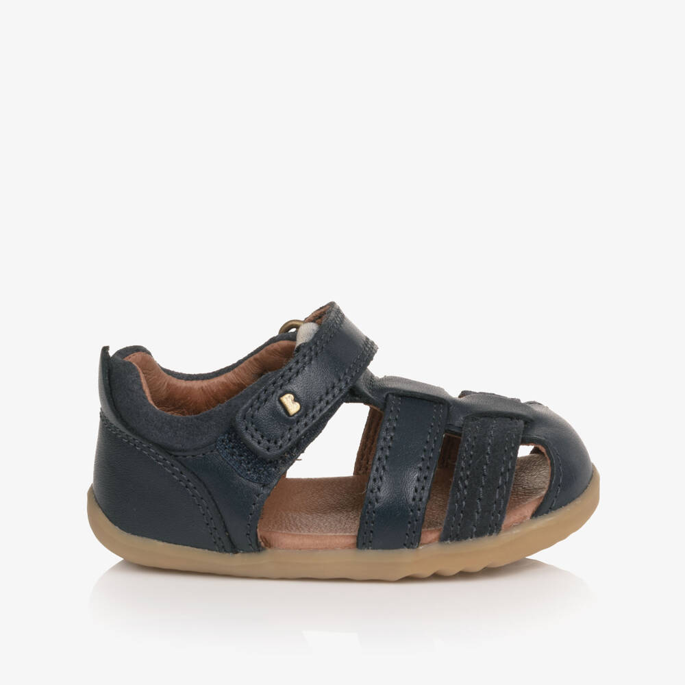 Bobux Совершенствуйтесь-Baby Boys Navy Blue Leather Velcro First Walkers | Childrensalon