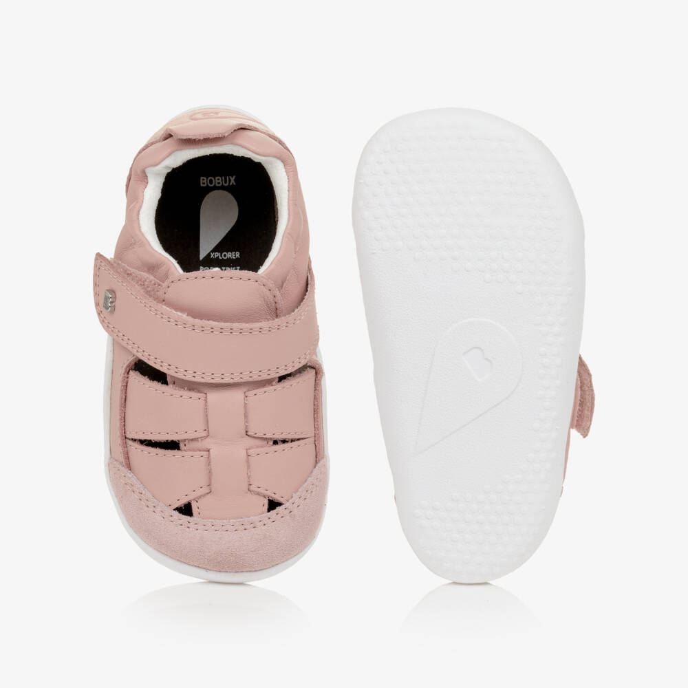 Bobux Хплорер-Baby Girls Pale Pink Leather First Walker Sandals | Childrensalon