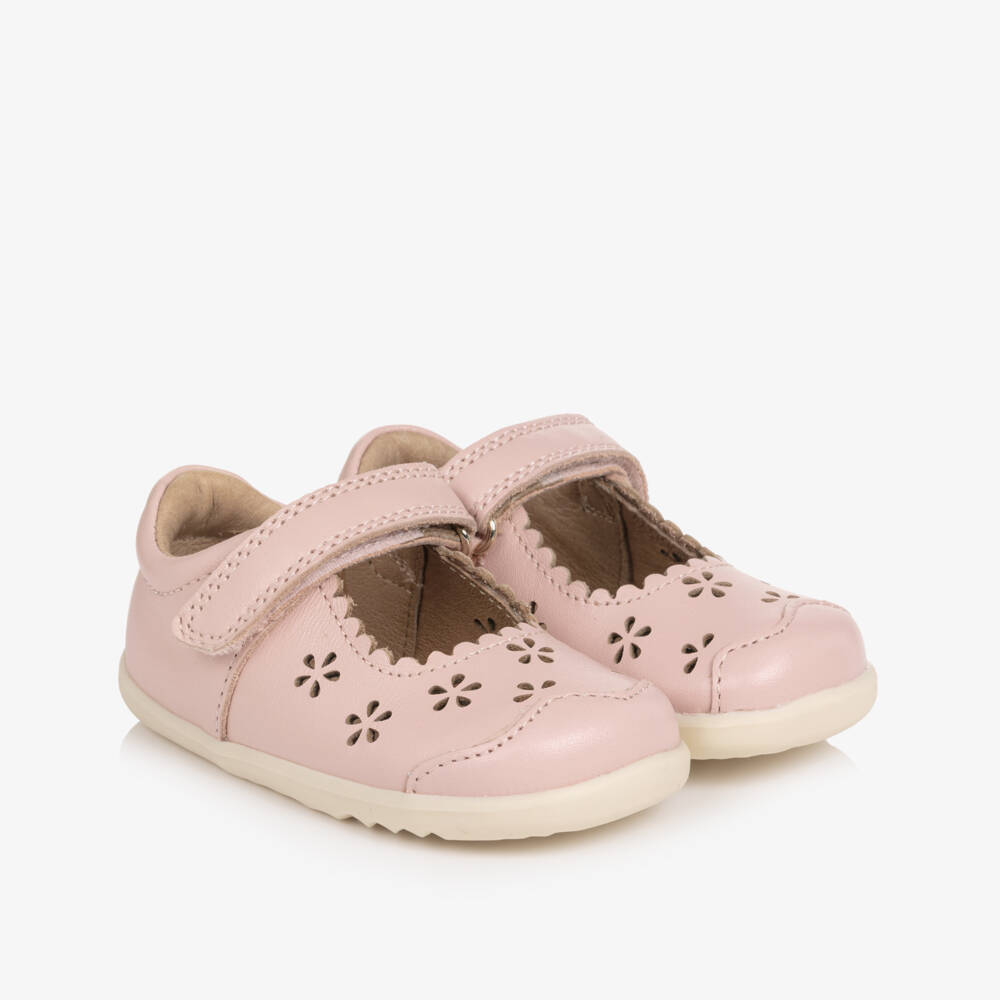 Bobux Step Up-Baby Girls Pink Leather First Walker Shoes | Childrensalon