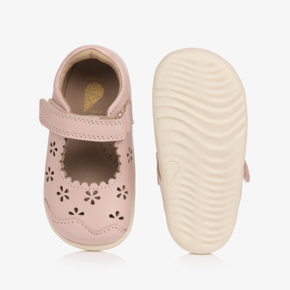 Bobux Step Up-Baby Girls Pink Leather First Walker Shoes | Childrensalon