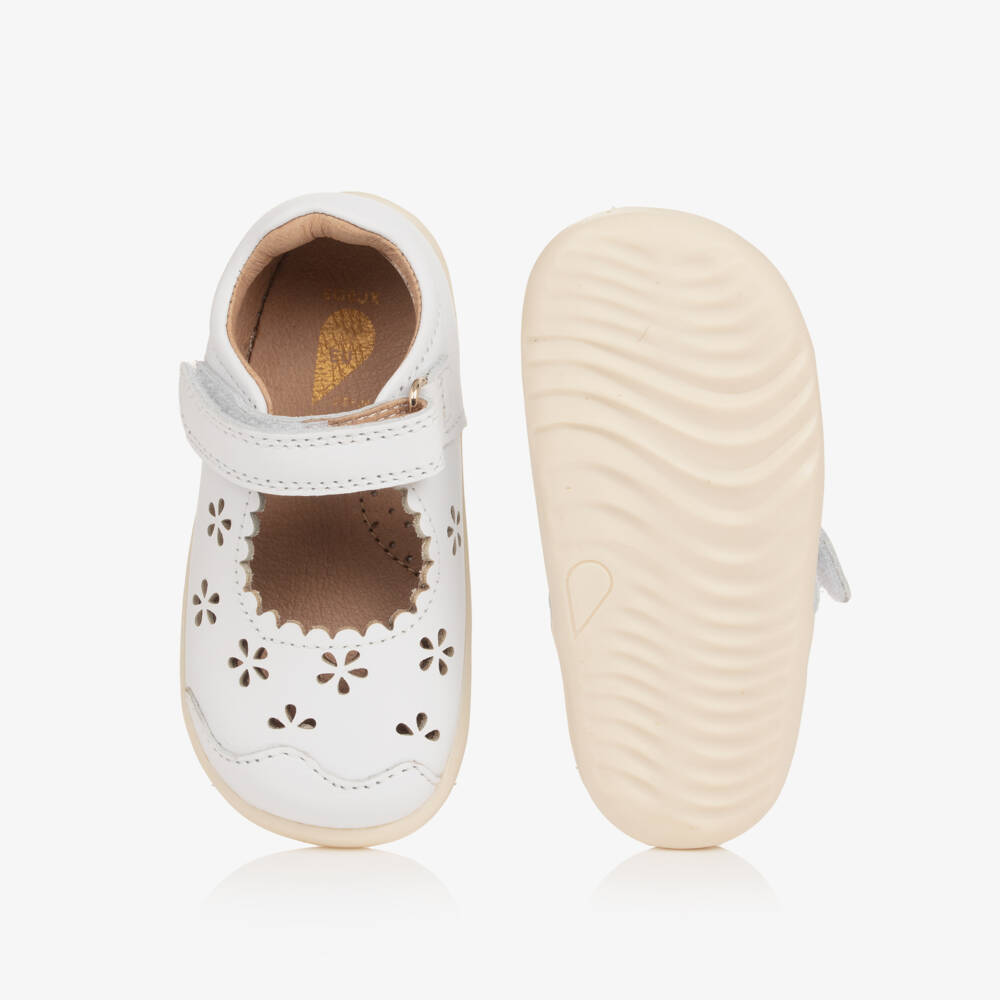 Bobux Step Up-Baby Girls White Leather First Walker Shoes | Childrensalon