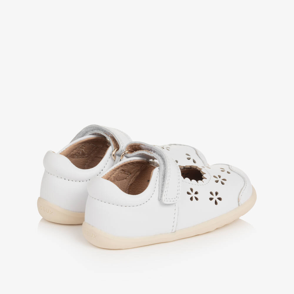 Bobux Step Up-Baby Girls White Leather First Walker Shoes | Childrensalon
