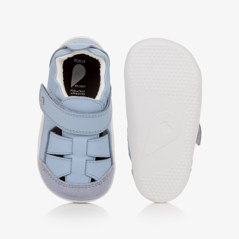 Bobux Хплорер-Baby Sky Blue Leather First Walker Sandals | Childrensalon