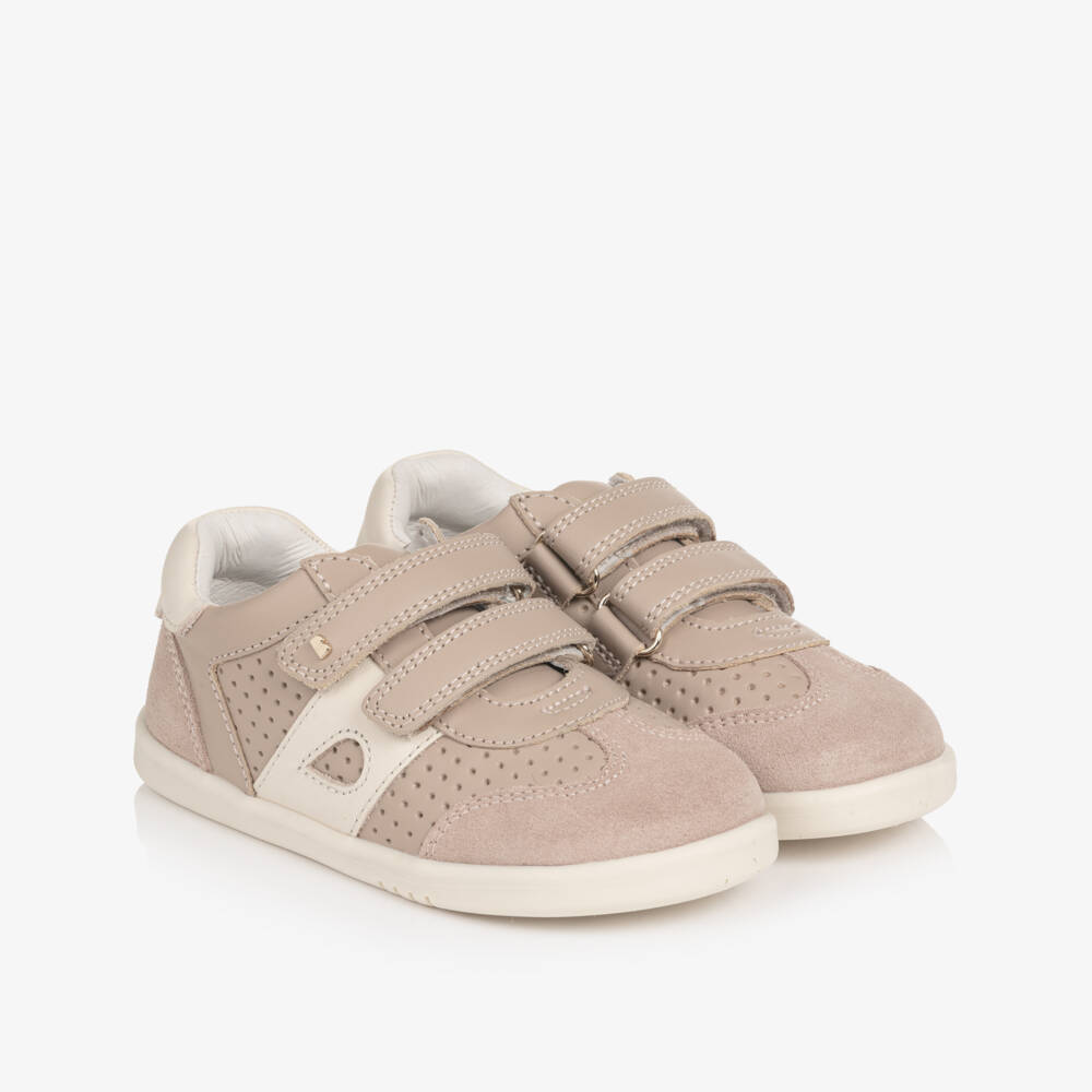 Bobux IWalk-Beige & Ivory Suede & Leather Trainers | Childrensalon