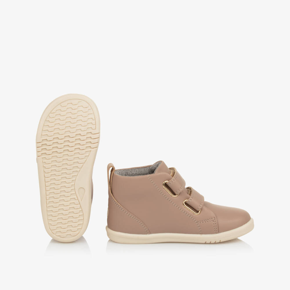 Bobux ЯИду-Бежевые кожаные высокие кеды IWalk | Childrensalon
