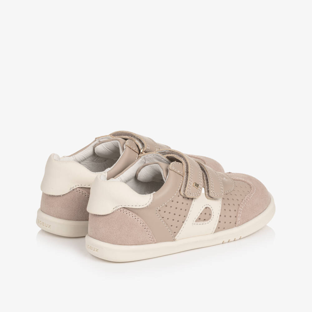 Bobux IWalk-Boys Beige & Ivory Suede & Leather Trainers | Childrensalon