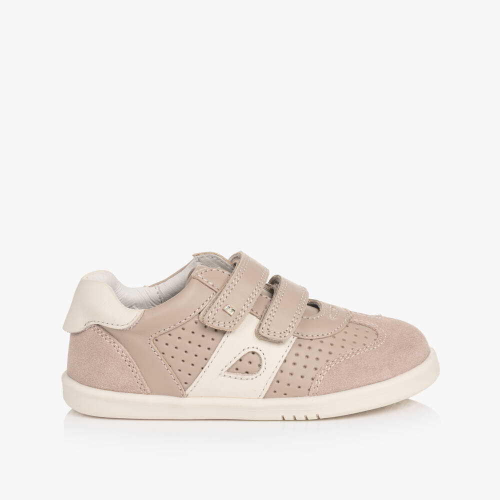 Bobux IWalk-Boys Beige & Ivory Suede & Leather Trainers | Childrensalon