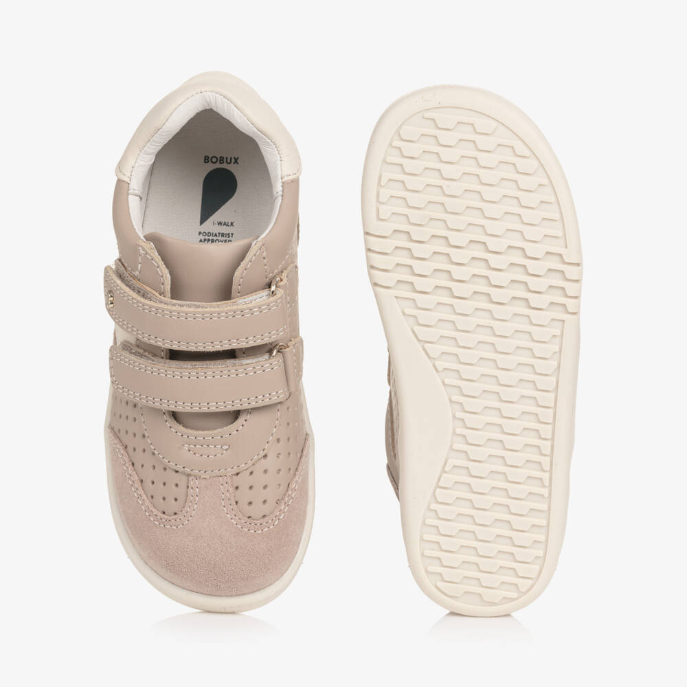 Bobux IWalk-Boys Beige & Ivory Suede & Leather Trainers | Childrensalon