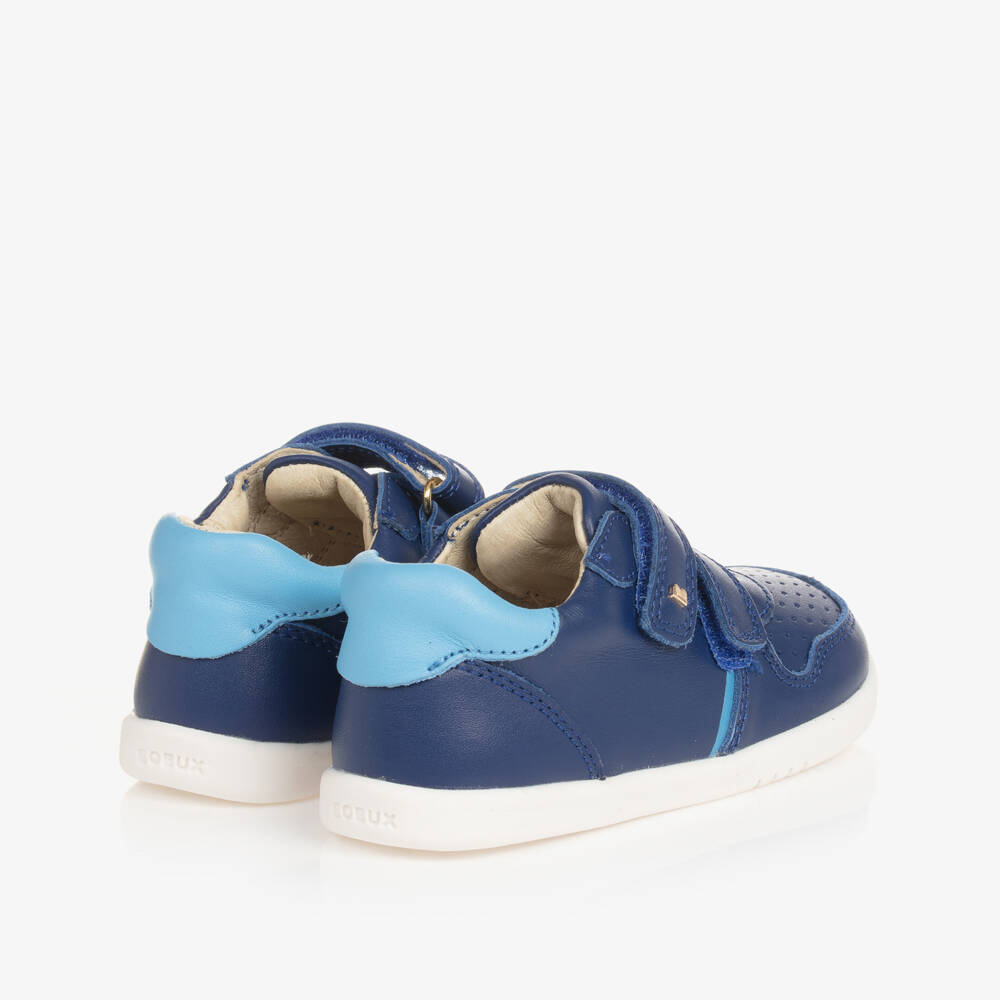 Bobux IWalk-Boys Blue Leather Velcro Trainers | Childrensalon