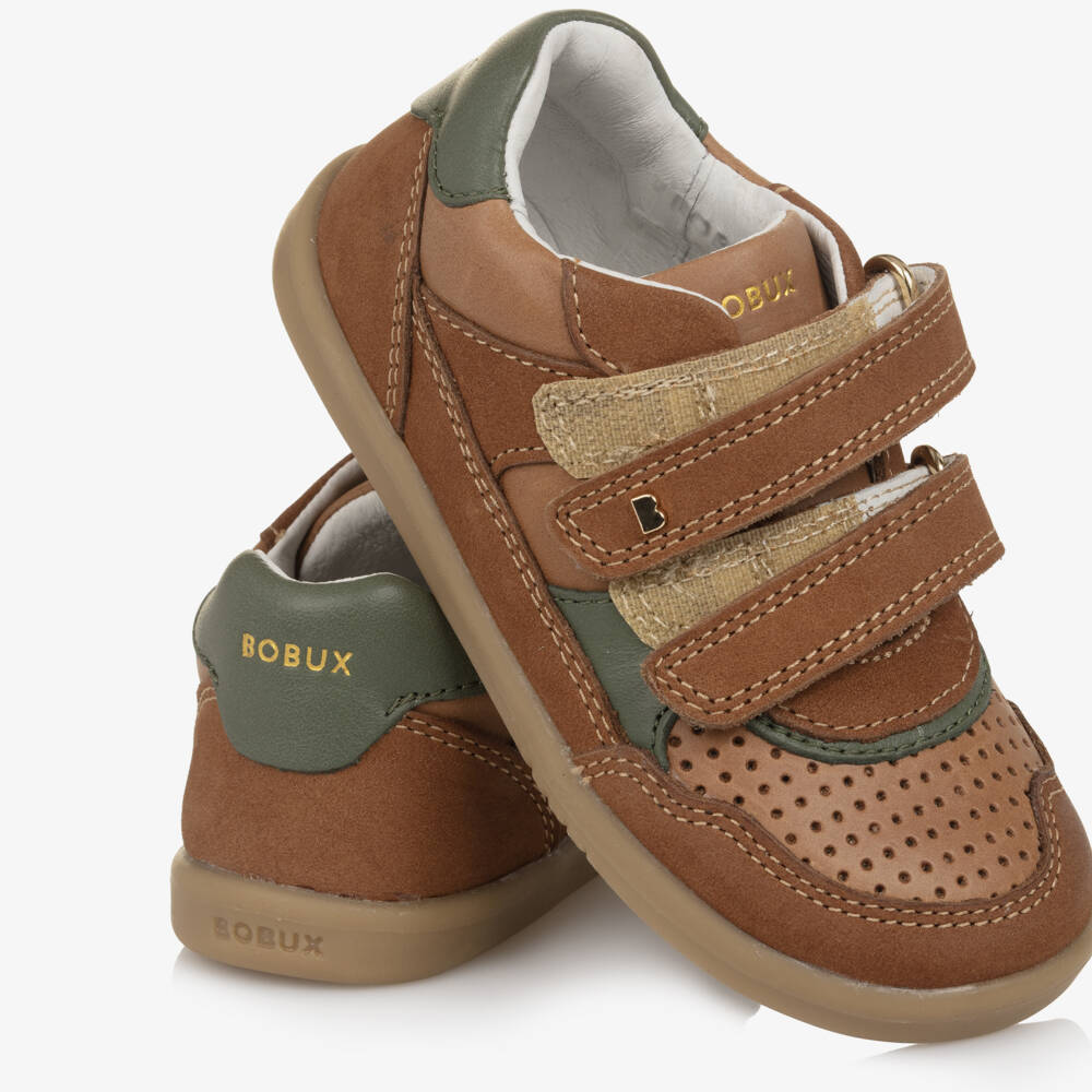 Bobux IWalk-Boys Brown Leather IWalk Trainers | Childrensalon