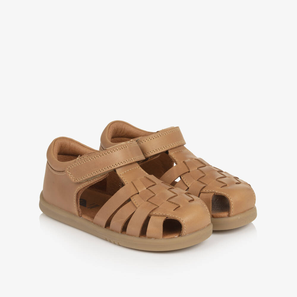 Bobux IWalk-Boys Caramel Brown Leather Sandals | Childrensalon