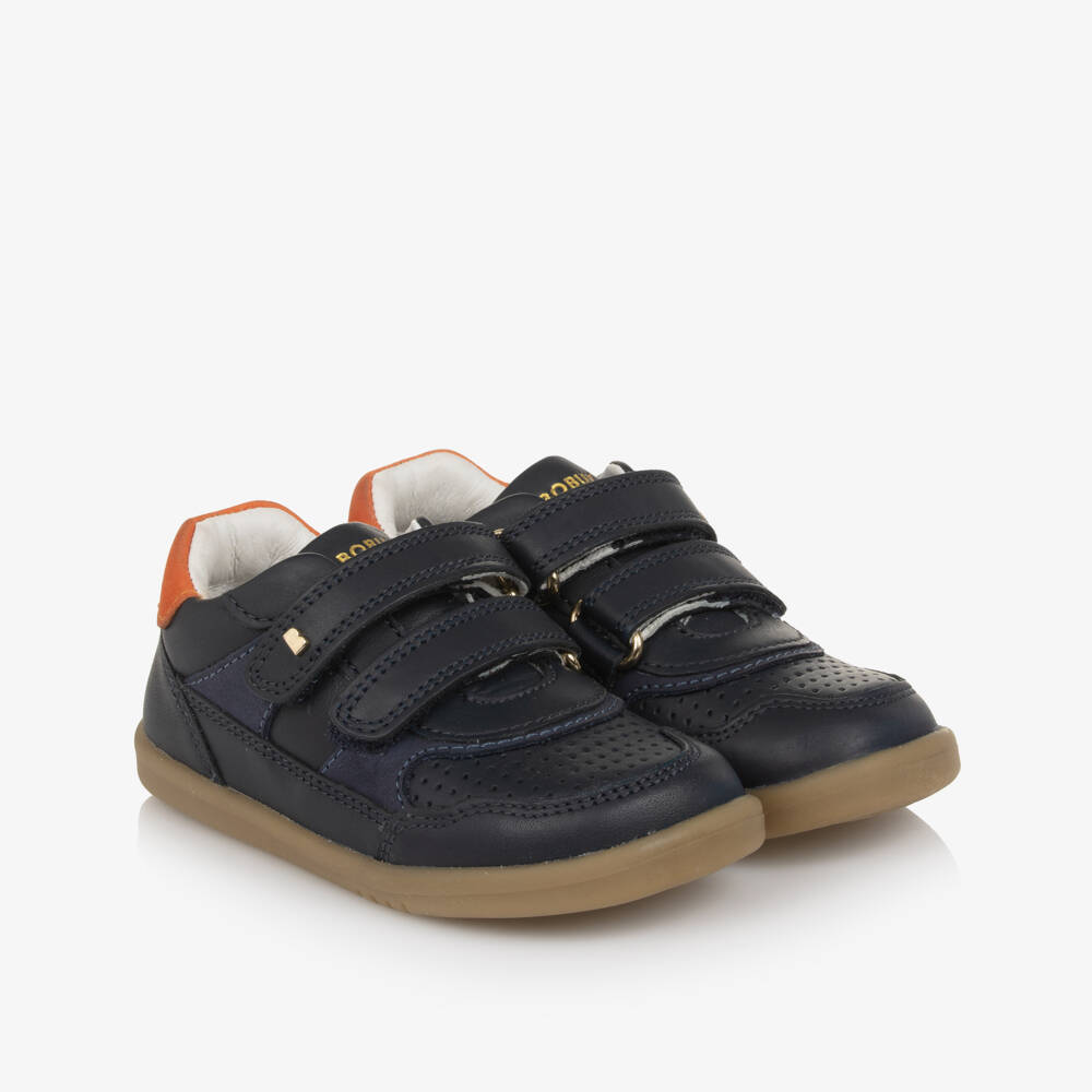 Bobux IWalk-Boys Navy Blue Leather IWalk Trainers | Childrensalon
