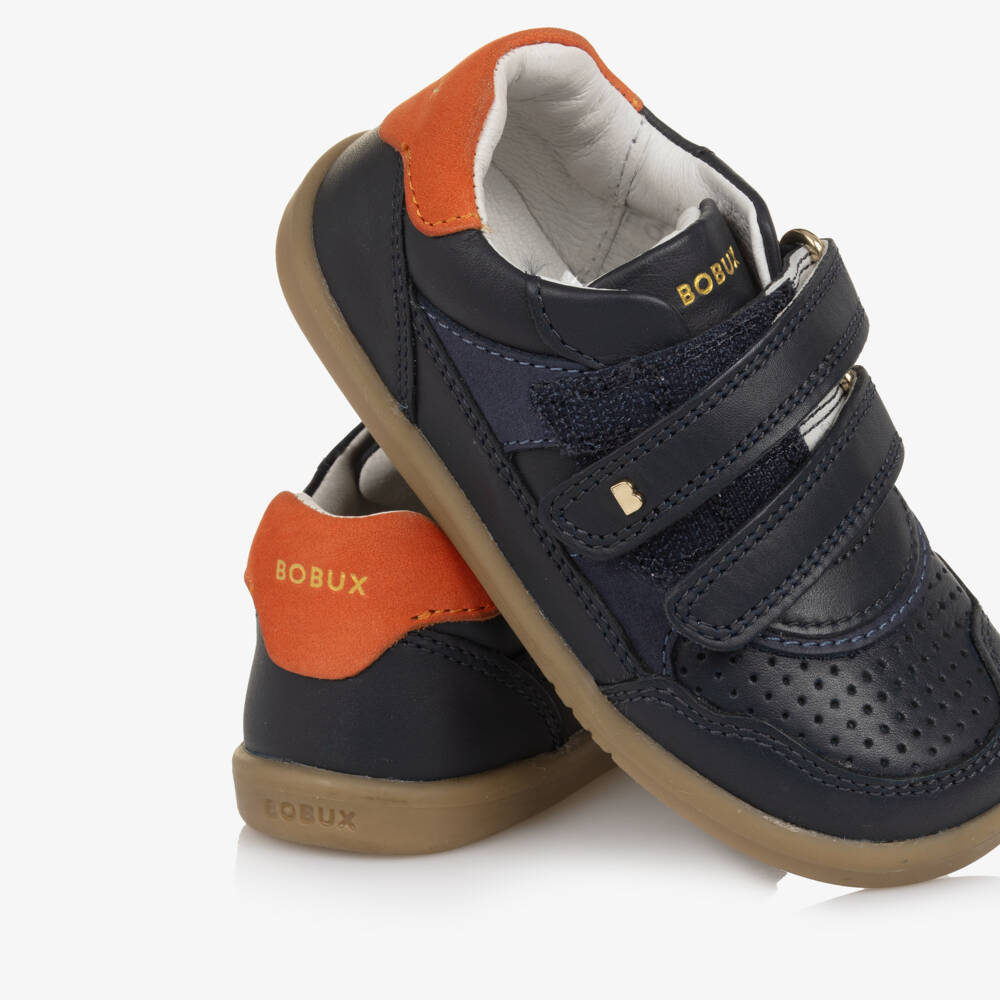 Bobux IWalk-Boys Navy Blue Leather IWalk Trainers | Childrensalon