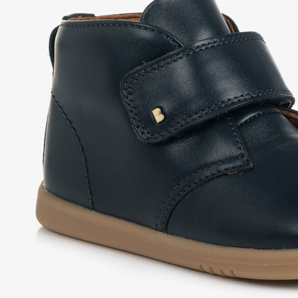 Bobux-Boys Navy Blue Leather Velcro Boots | Childrensalon