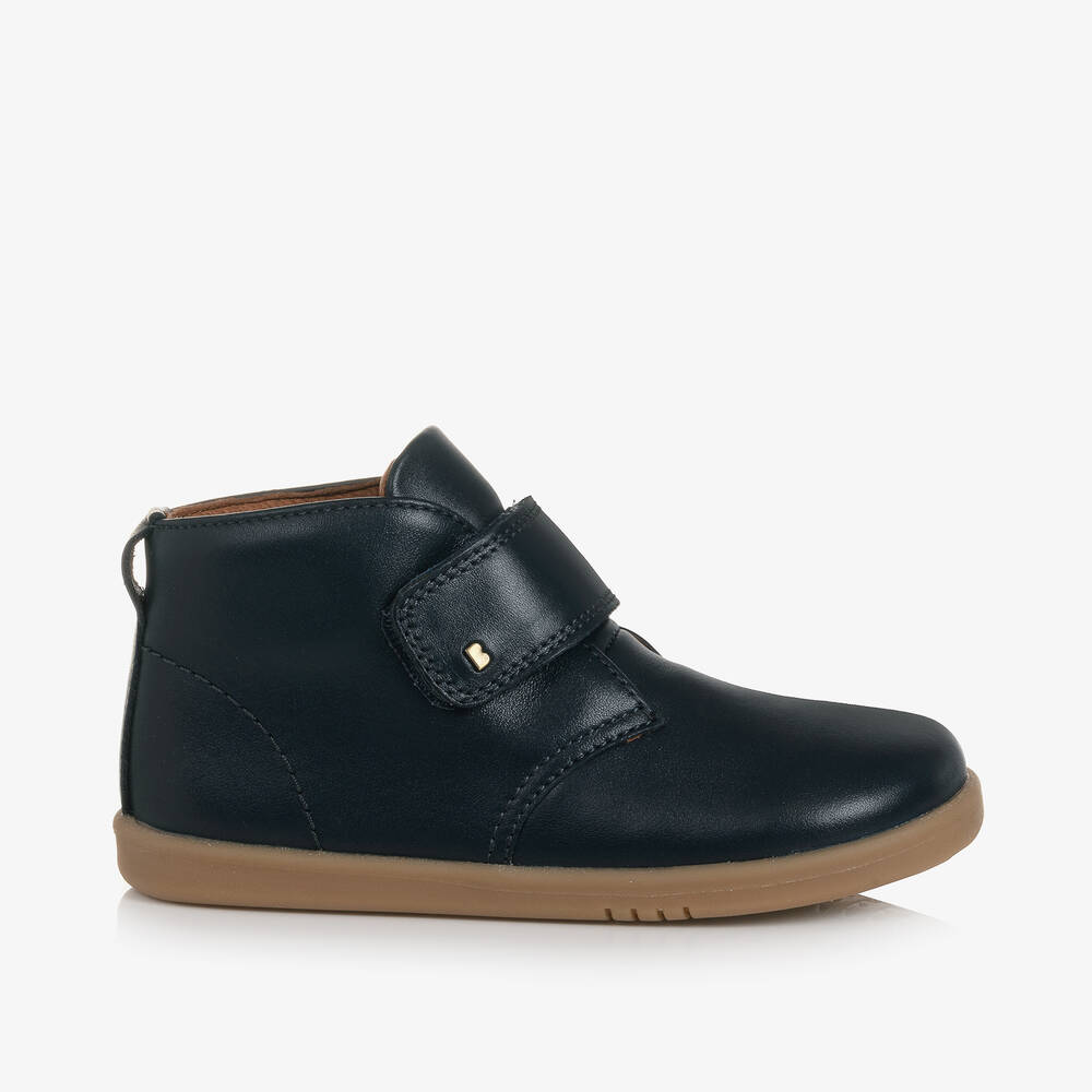 Bobux-Boys Navy Blue Leather Velcro Boots | Childrensalon