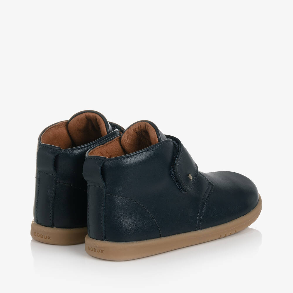 Bobux-Boys Navy Blue Leather Velcro Boots | Childrensalon