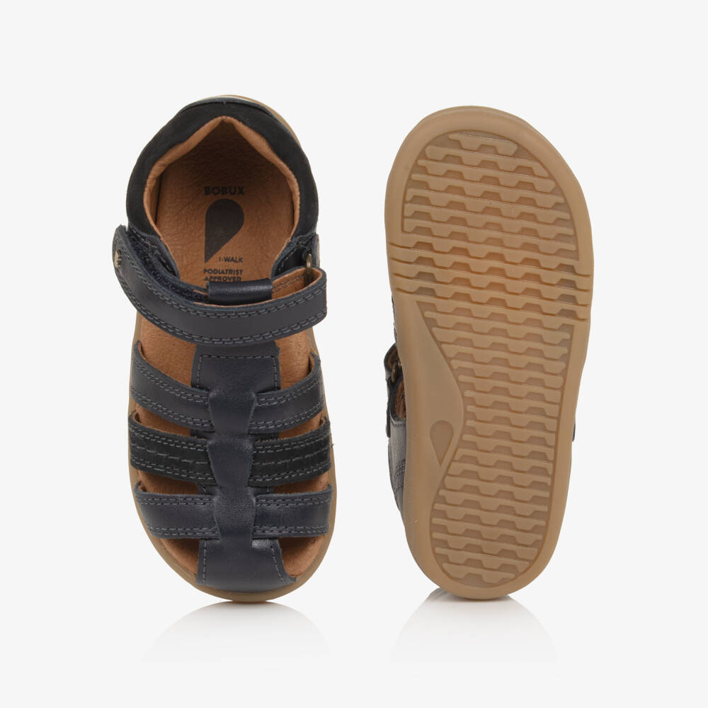 Bobux ЯИду-Boys Navy Blue Leather Velcro Sandals | Childrensalon