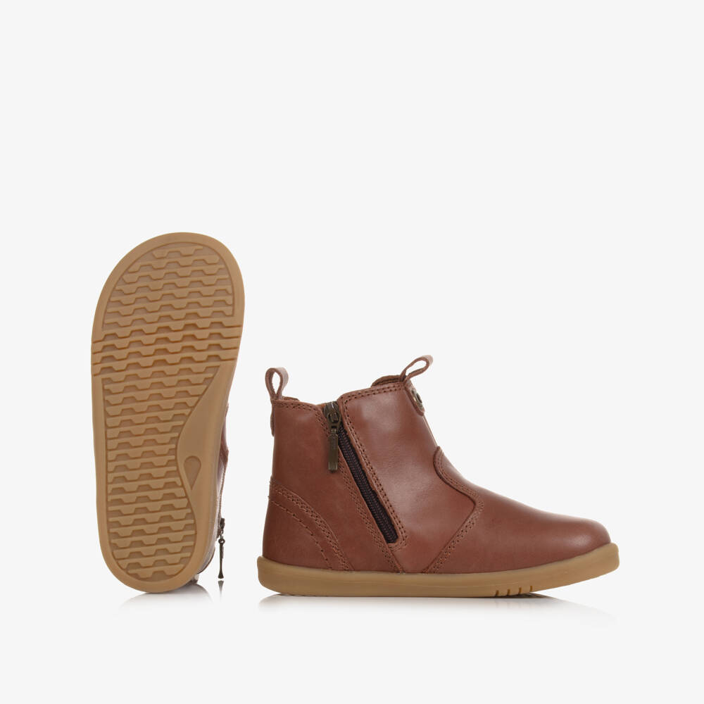 Bobux IWalk-بوت جلد لون بنّي | Childrensalon