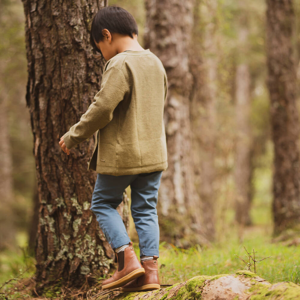 Bobux ЯИду-Коричневые кожаные ботинки | Childrensalon