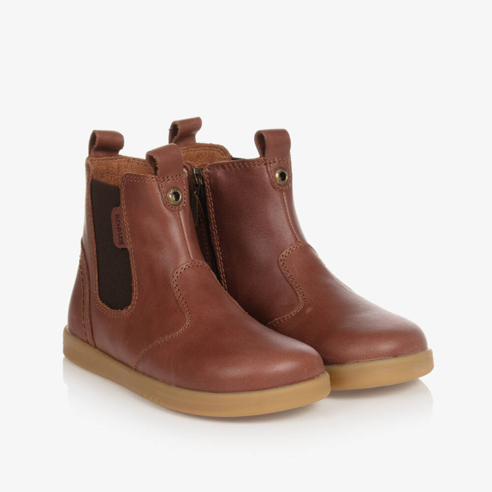 Bobux Kid +-Brown Leather Chelsea Boots | Childrensalon