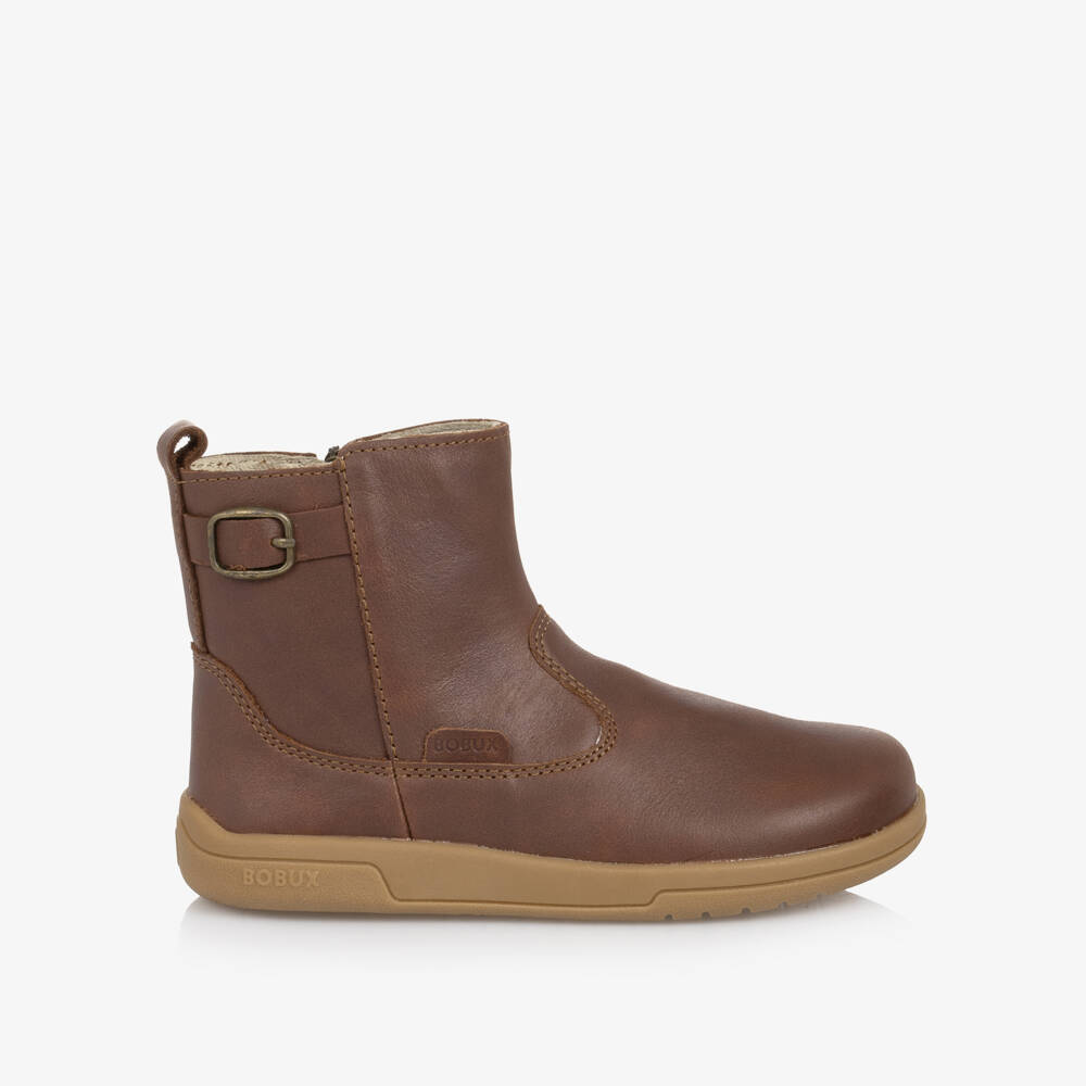 Bobux Кид+-Cappuccino Brown Leather Boots | Childrensalon