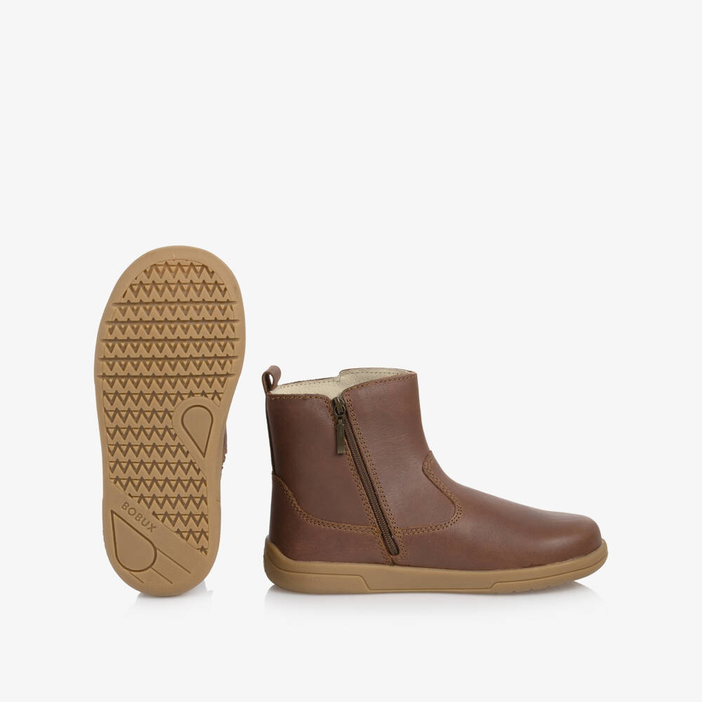Bobux Кид+-Cappuccino Brown Leather Boots | Childrensalon