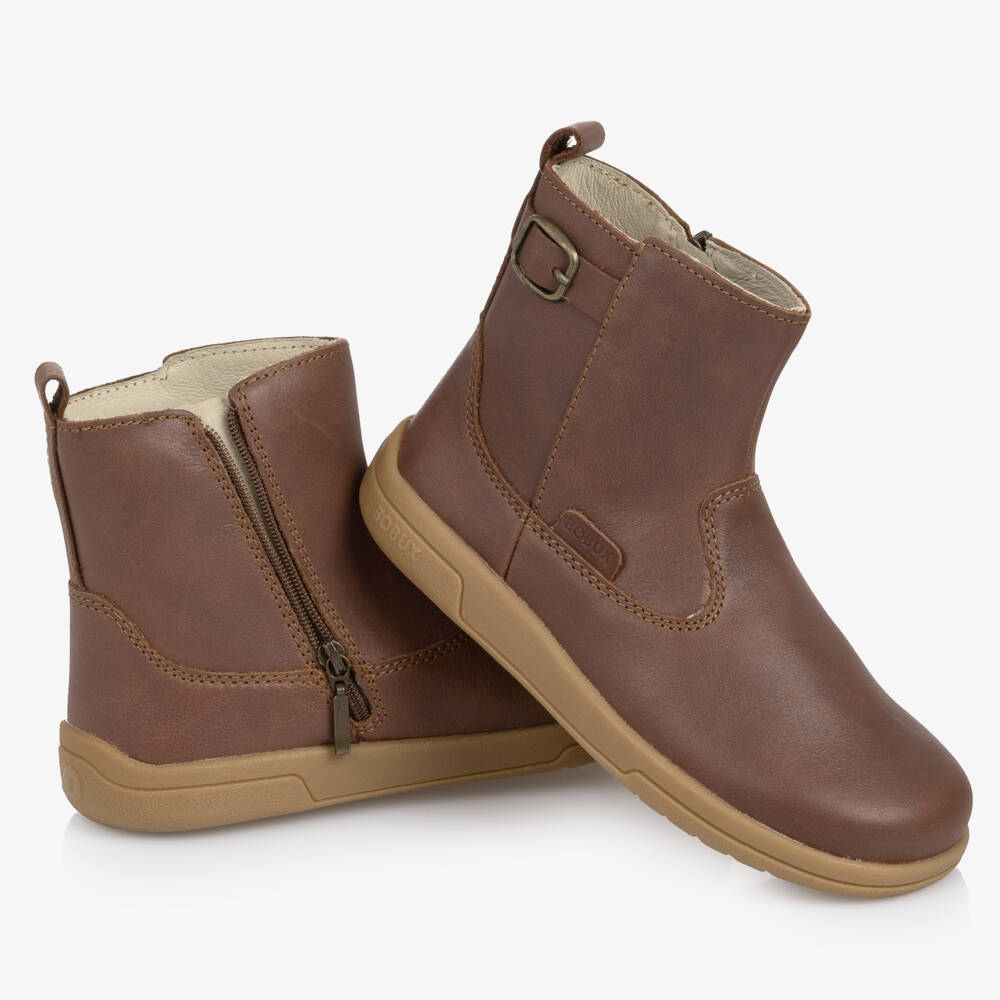 Bobux Кид+-Cappuccino Brown Leather Boots | Childrensalon