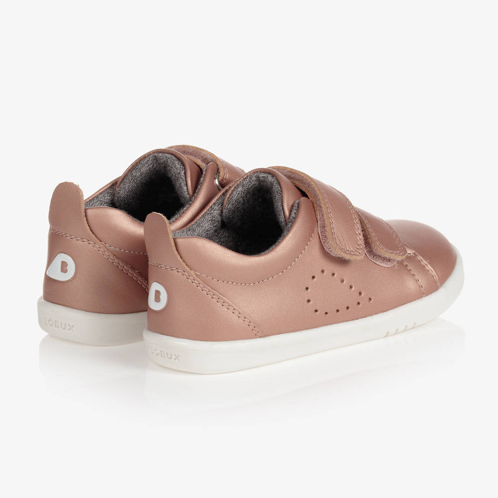 Bobux ЯИду-Розовые кожаные кроссовки металлик для девочек | Childrensalon