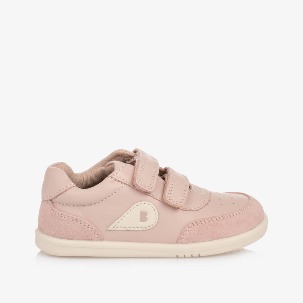 Bobux IWalk-Girls Pale Pink Leather First Walker Trainers | Childrensalon