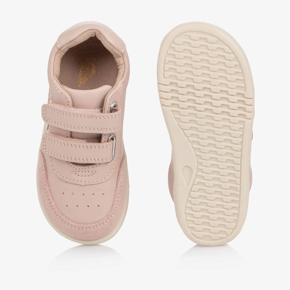 Bobux IWalk-Girls Pale Pink Leather First Walker Trainers | Childrensalon